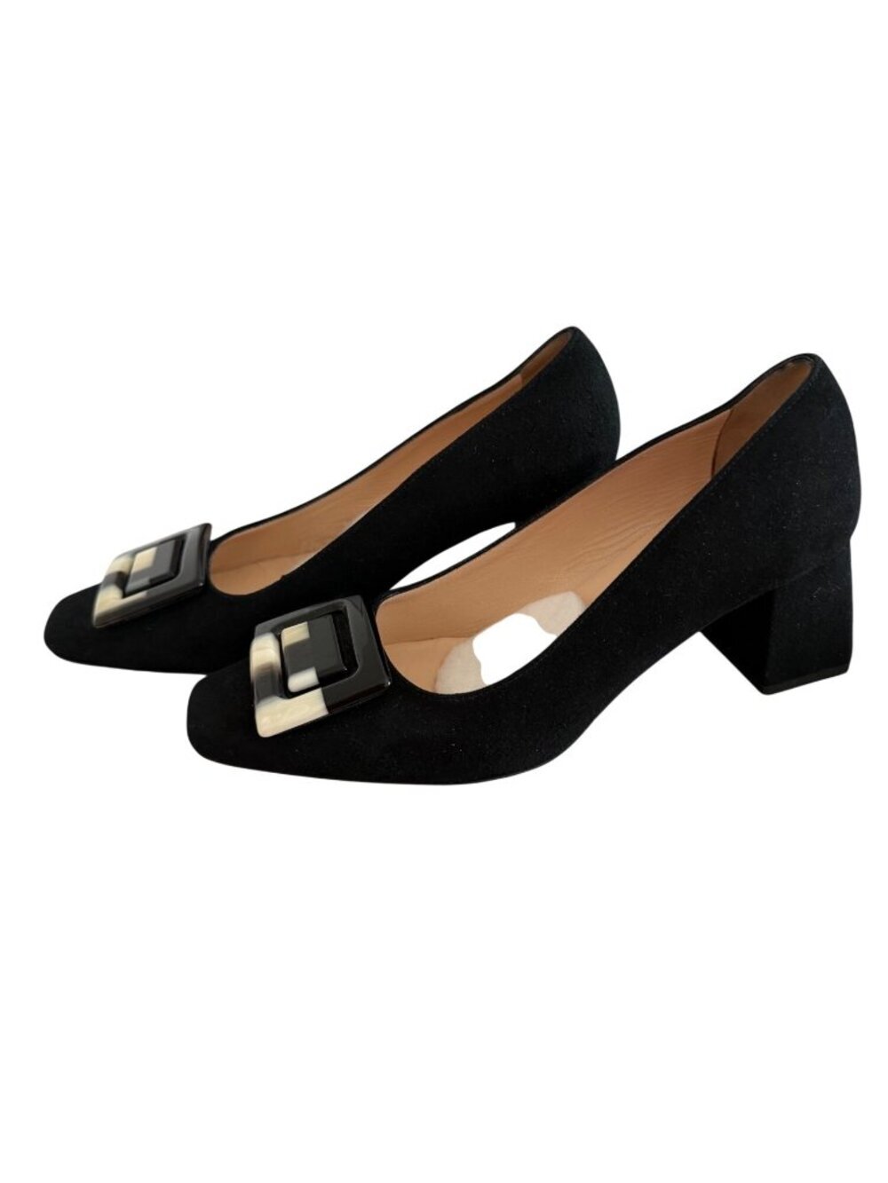 Diane B. Milano Womens Chunky Heel Suede Pumps Size US 7.5 Buckle Detail Classic - Picture 11 of 16